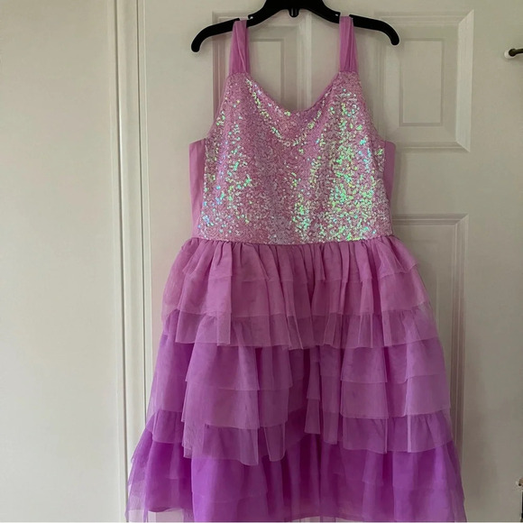 NWT Cat & Jack Girls' Sleeveless Ombre Sequin Tiered Tull Dress - Large (10/12) - Picture 3 of 6